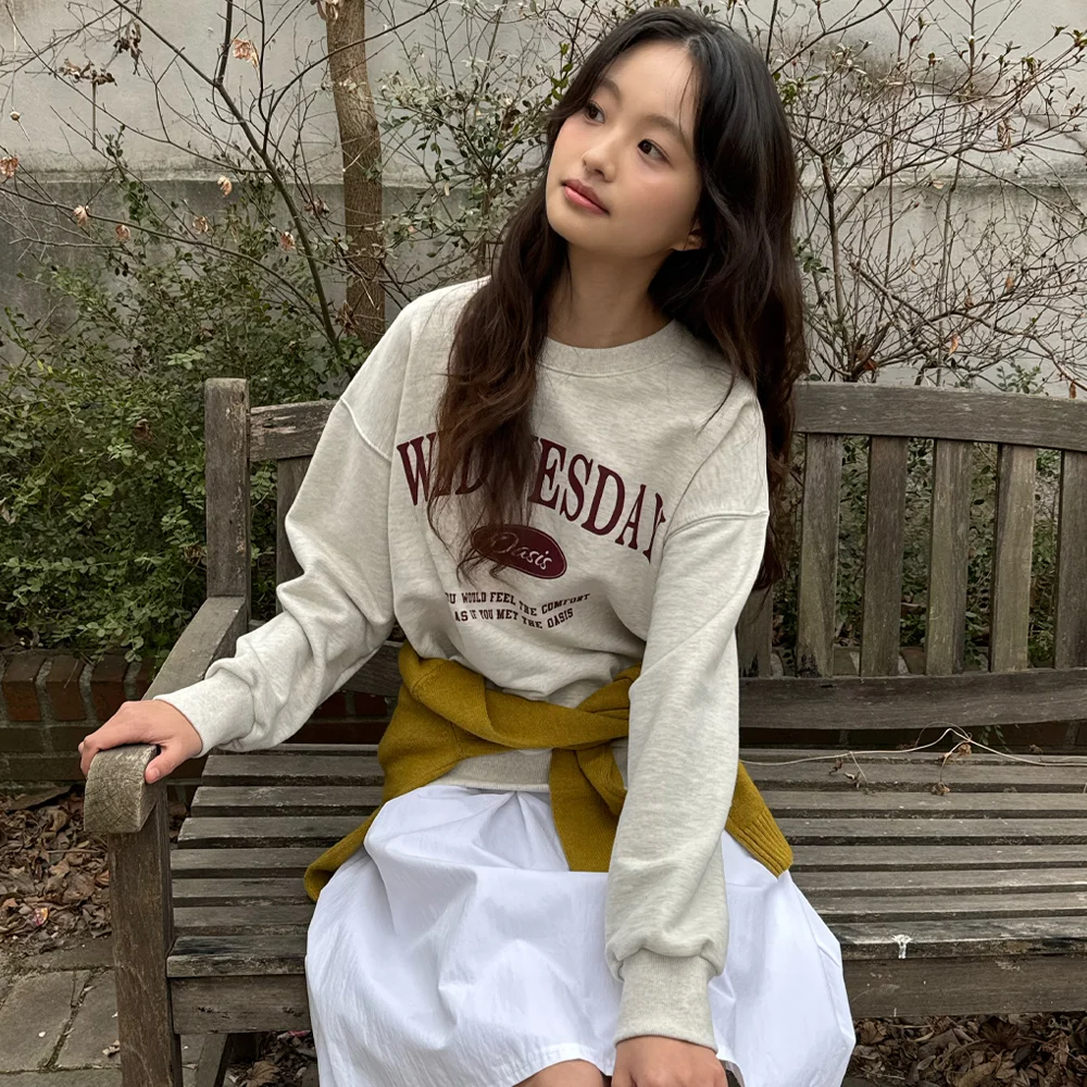 Signature Semi-Crop Sweatshirt_Oatmeal(W25-TP15)