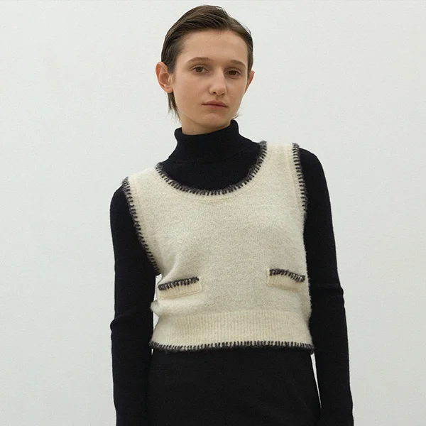 MONO STITCH WOOL BOUCLE VEST(VT-0274)