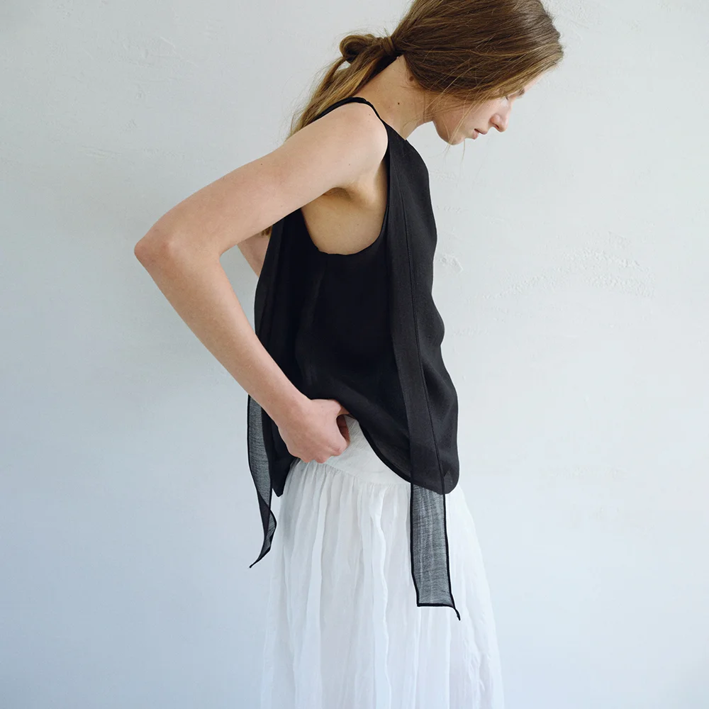 RIBBON STRAP BLOUSE_BLACK