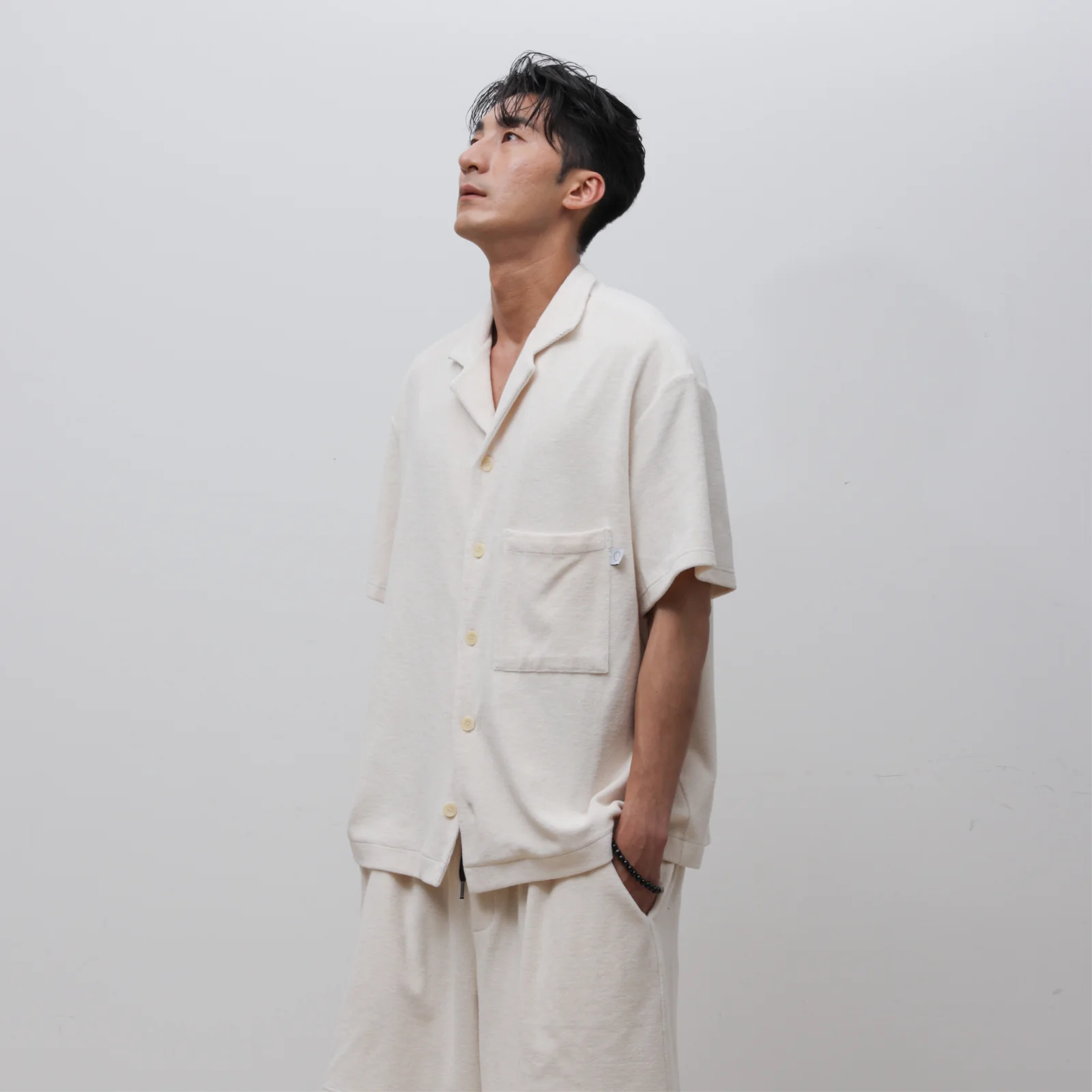 MRS301B 純棉 毛圈布 短 衣袖 Meditation 襯衫 MACADAMIA