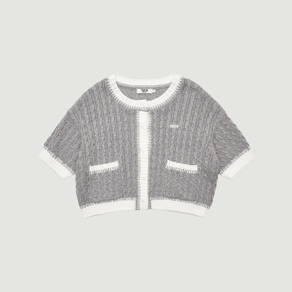 DARCY H/S KNIT CARDIGAN (GRAY)