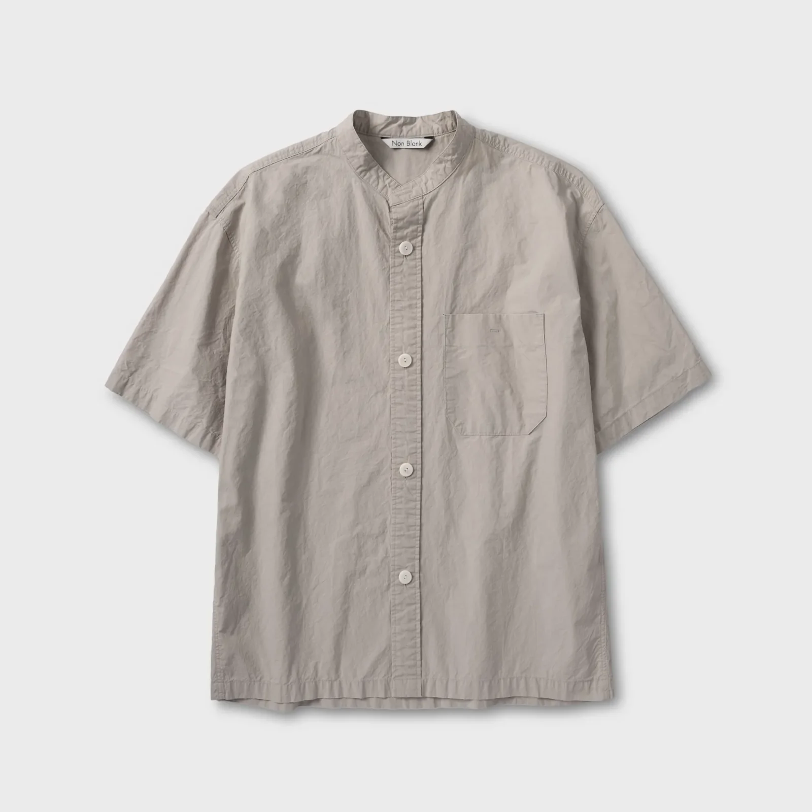 中式 衣領 水洗 襯衫_BEIGE