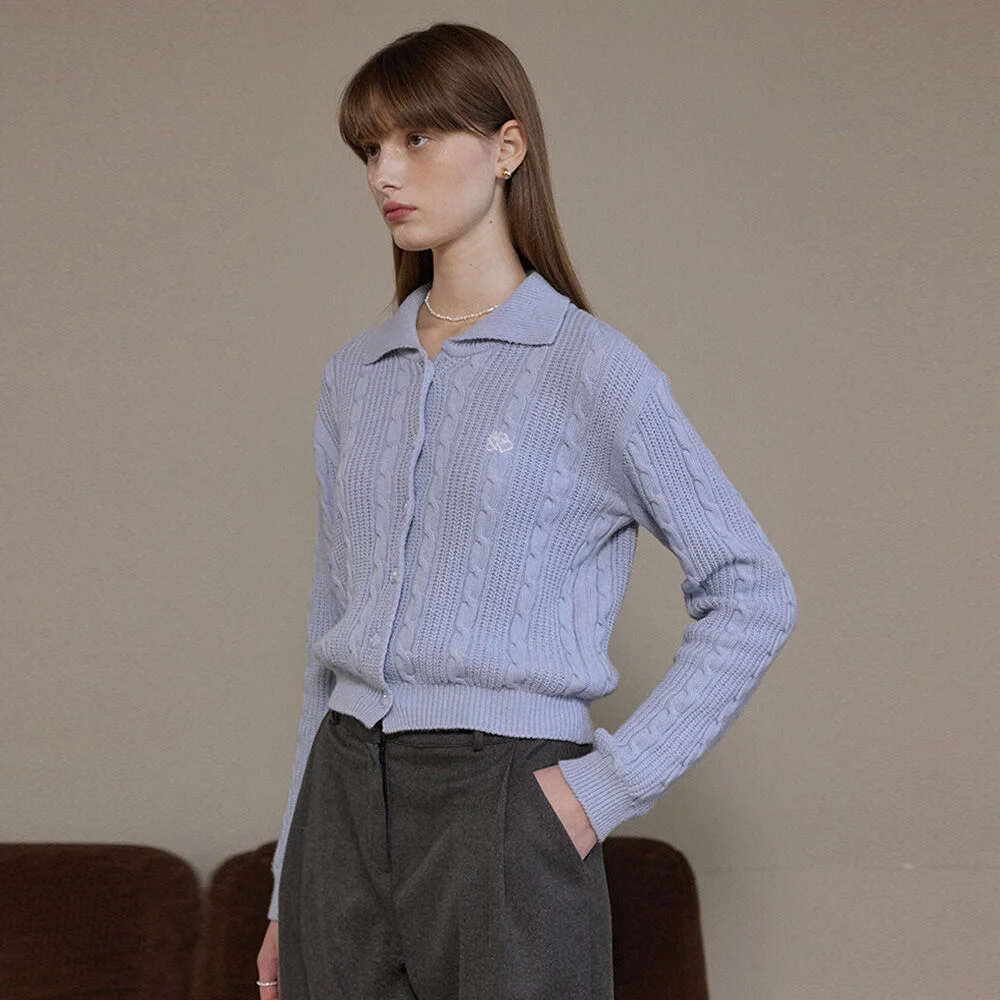 Point AD embroidery twist cardigan - sora