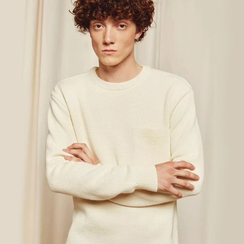 Salaun Sweater in heather virgin wool_White