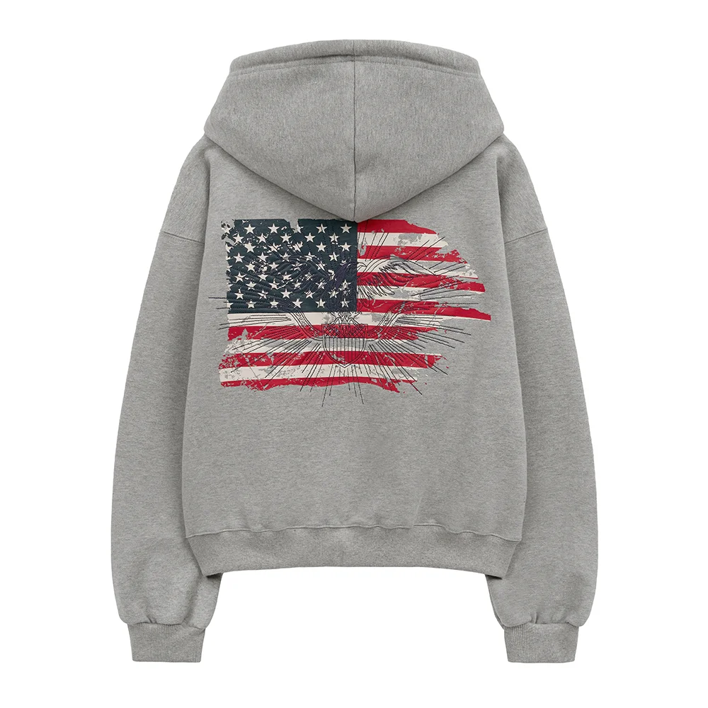 eagle hood zip up (grey)