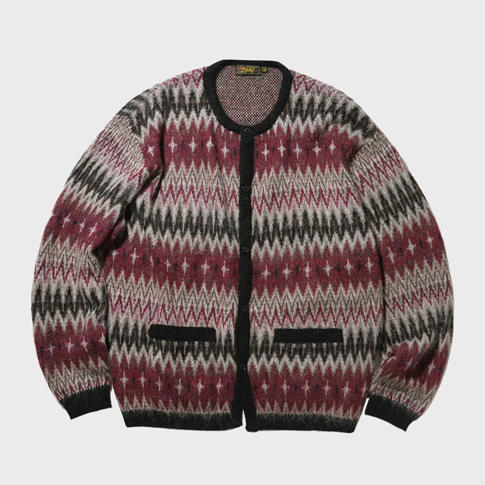 Navaho Mohair Jacquard Cardigan Red