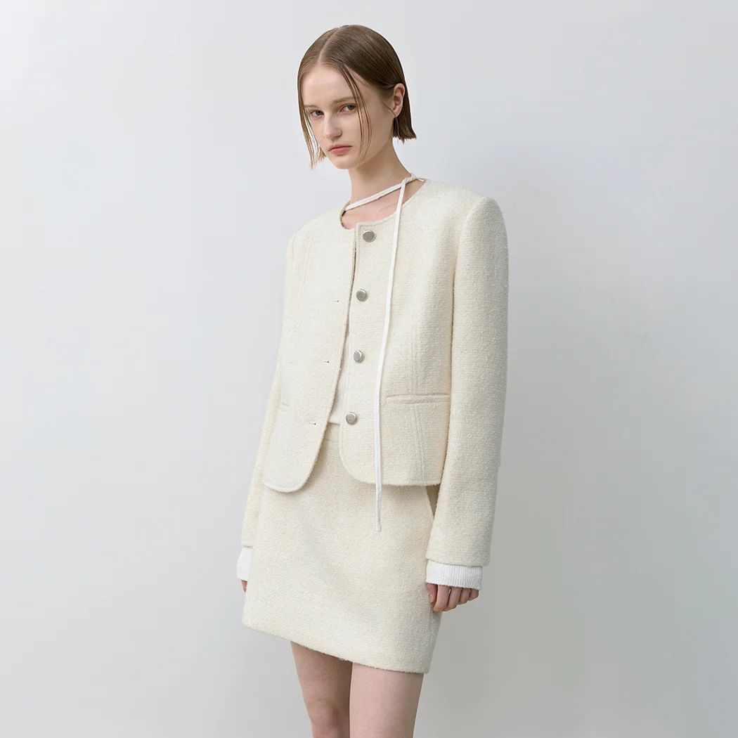 SPRING BOUCLE SET-UP SKIRT(SK-4998)_2Colors