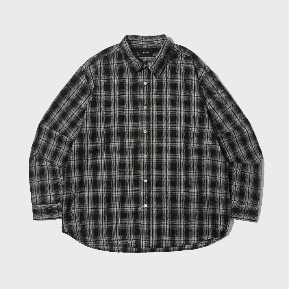 CREEZ LOOSE FIT CHECK SHIRT (BLACK)