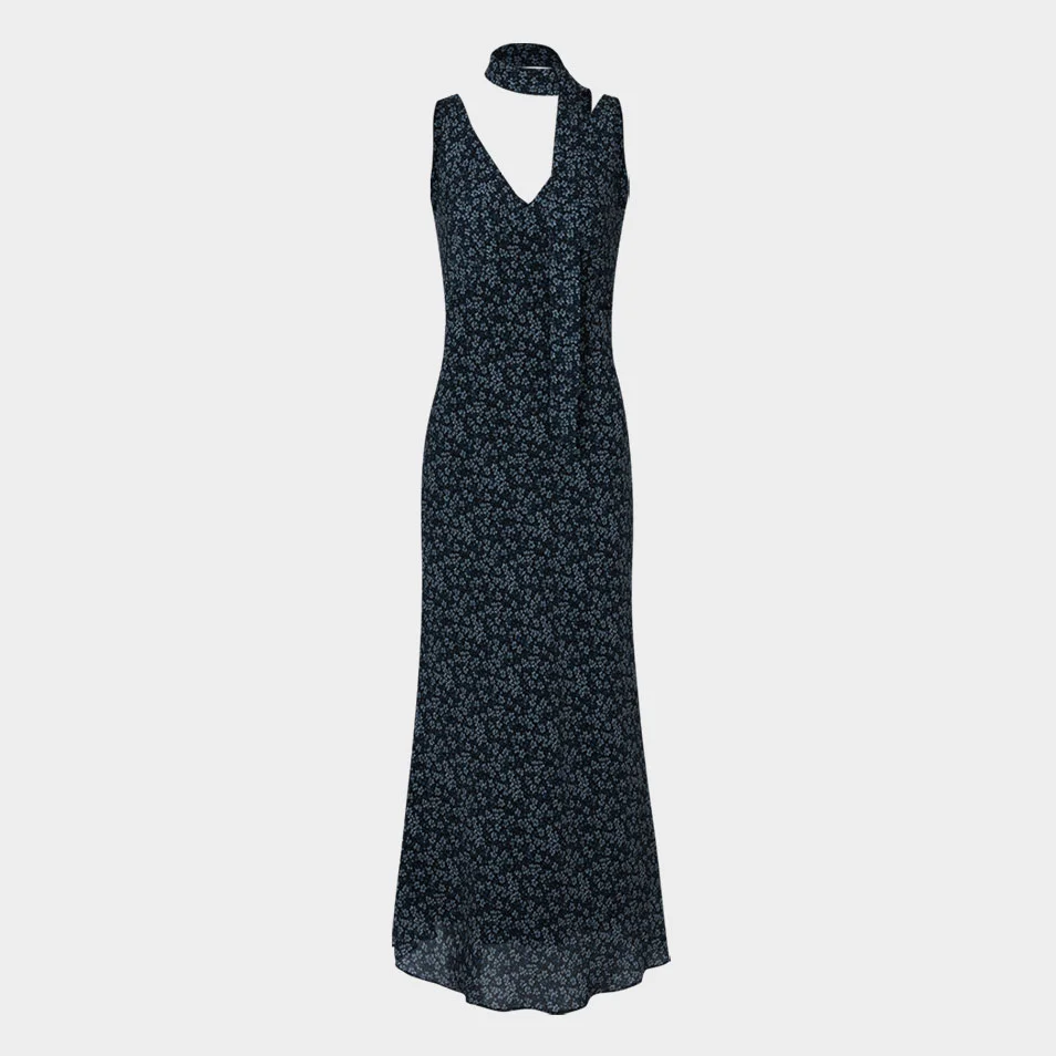Jaden Flower Dress (Scarf Set / Blue)