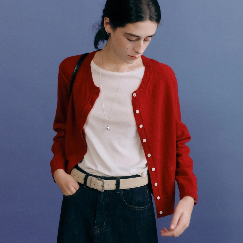 Sola Wool Knit Cardigan (Red)