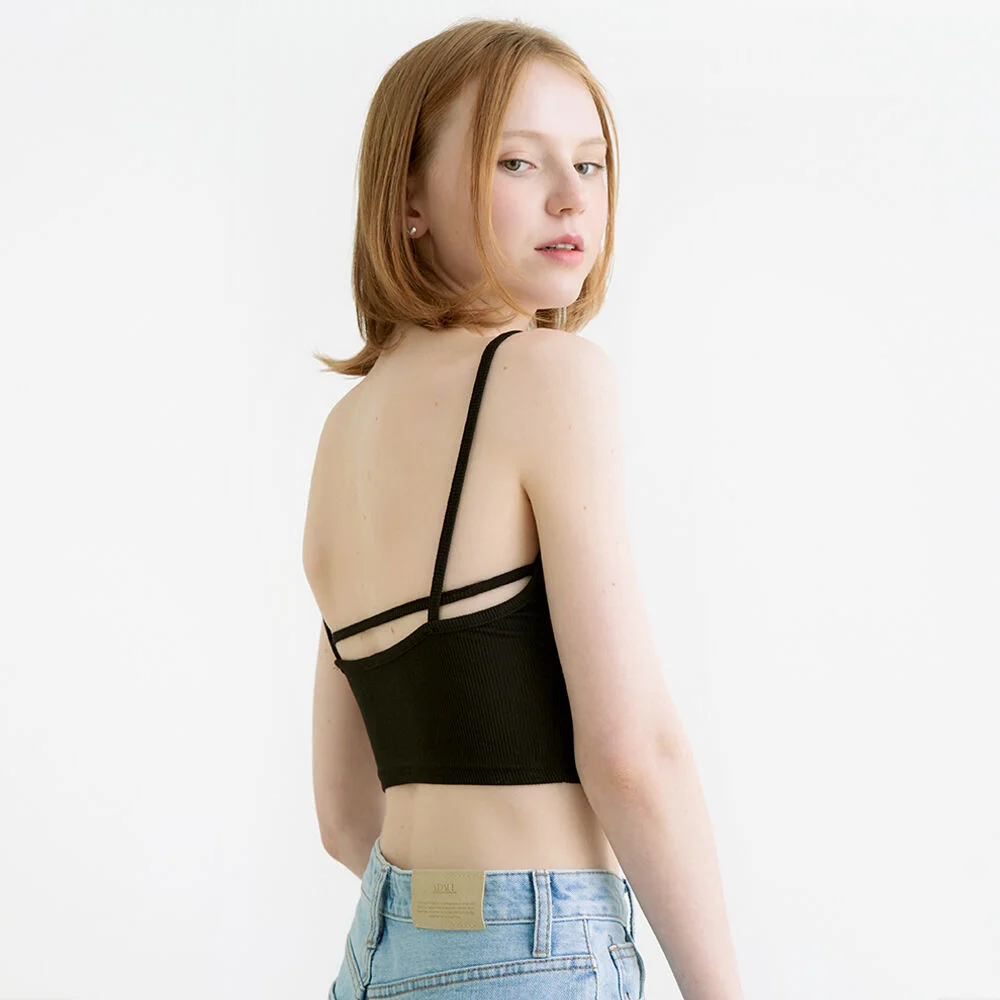 Back line bra top - black