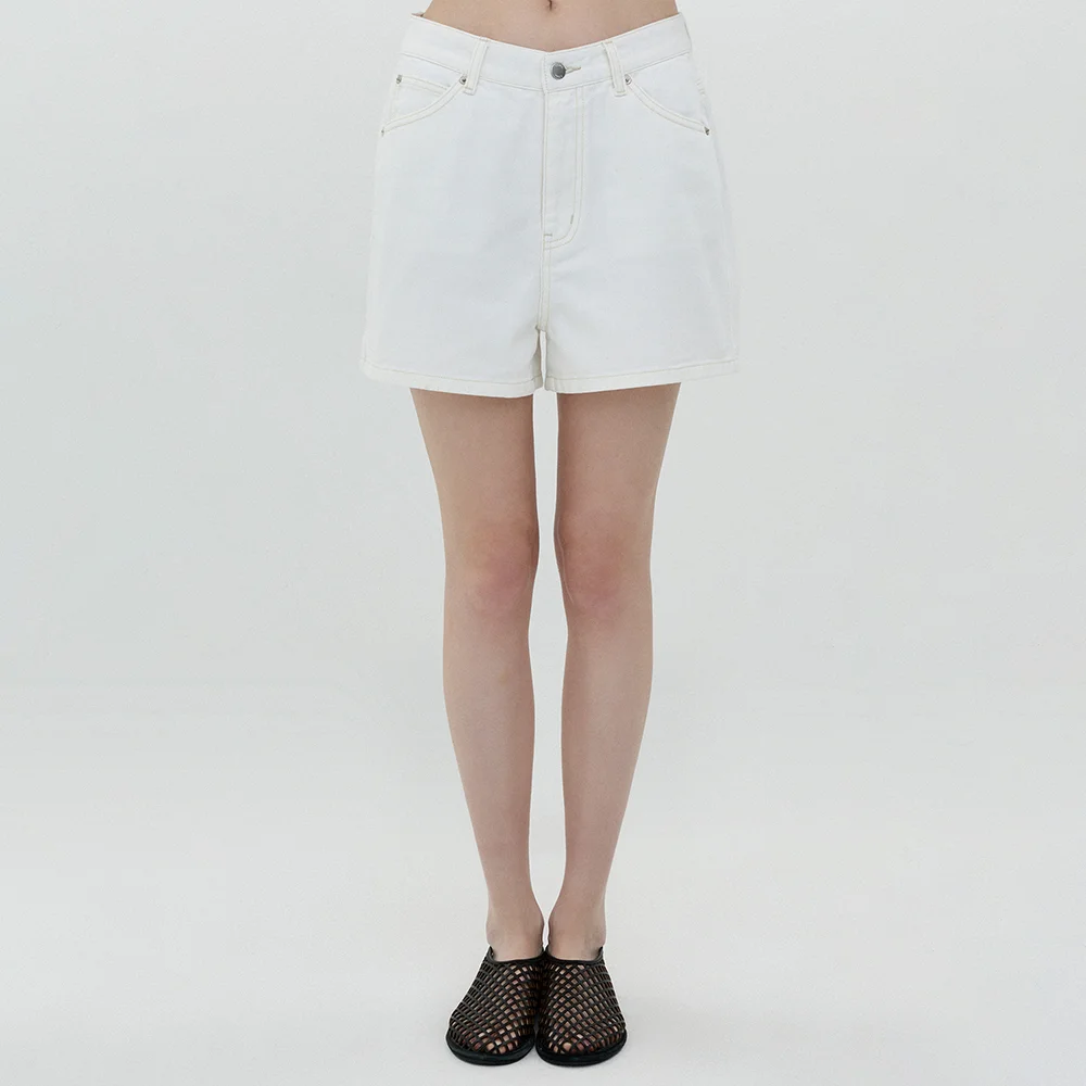 Basic Denim Shorts (White)