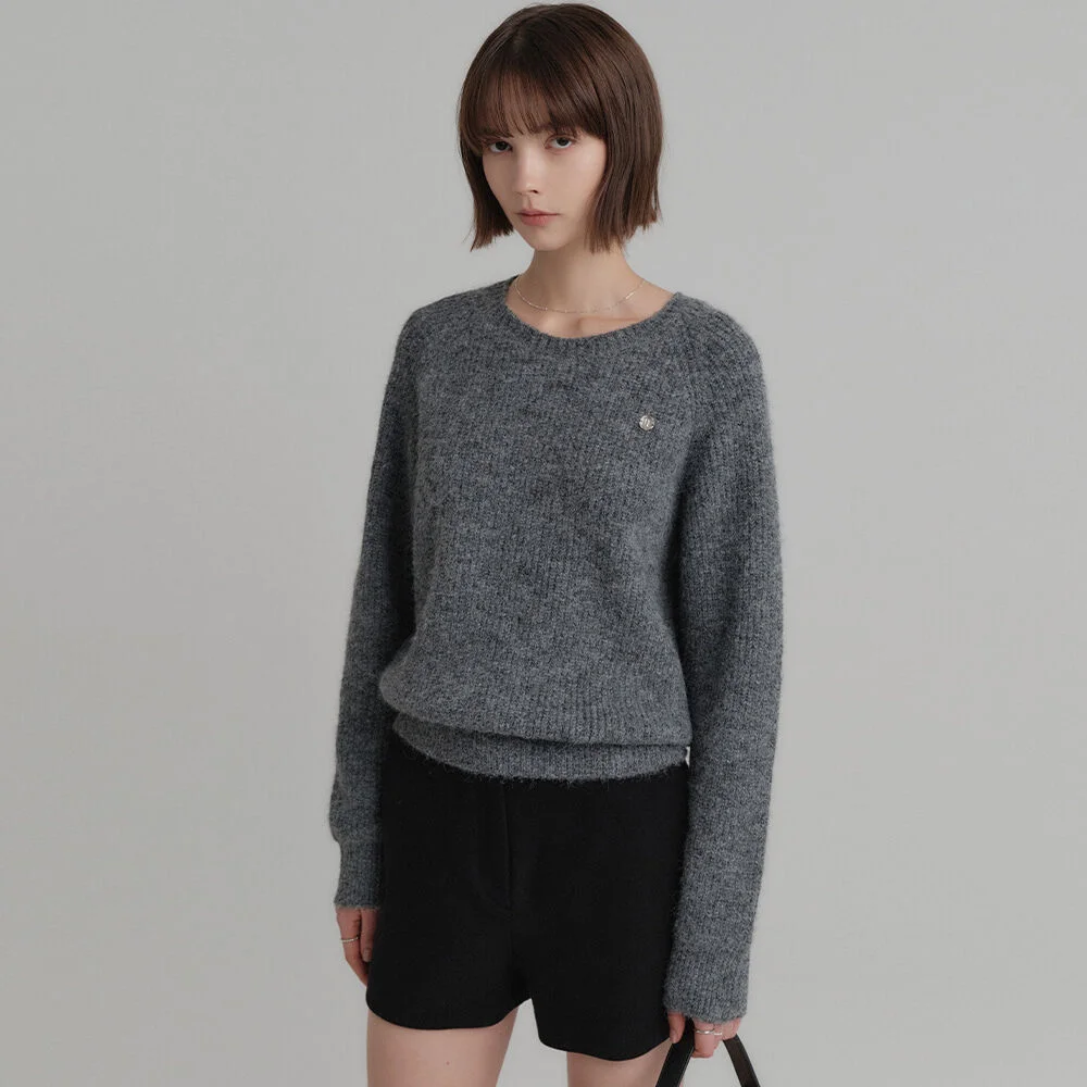 Bella 羊毛 圓領 針織衫_灰色 / BELLA WOOL ROUND KNIT_GREY