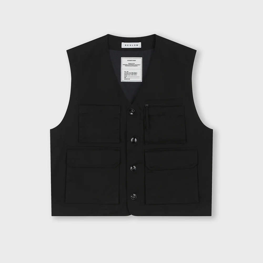 MILITARY ZIP-UP VEST BLACK