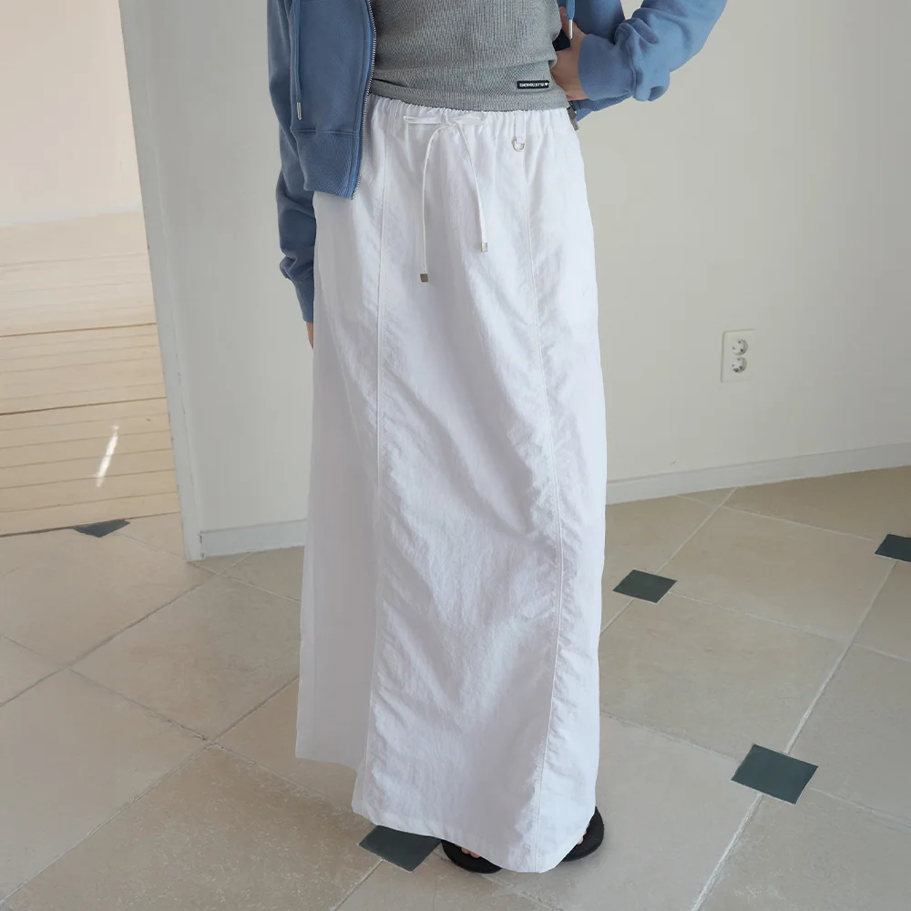 Mud Nylon Long Skirt - Ivory