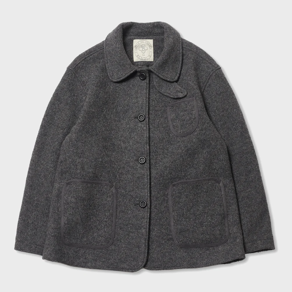 BUCLE HALF COAT -CHARCOAL