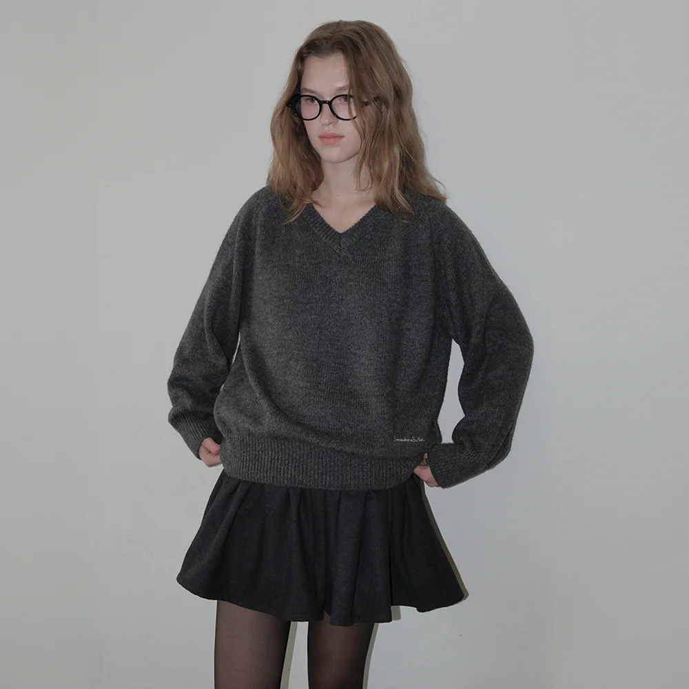 Wool Shirring Mini Skirt - Charcoal