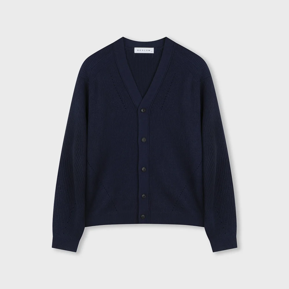 V NECK SHORT CARDIGAN NAVY