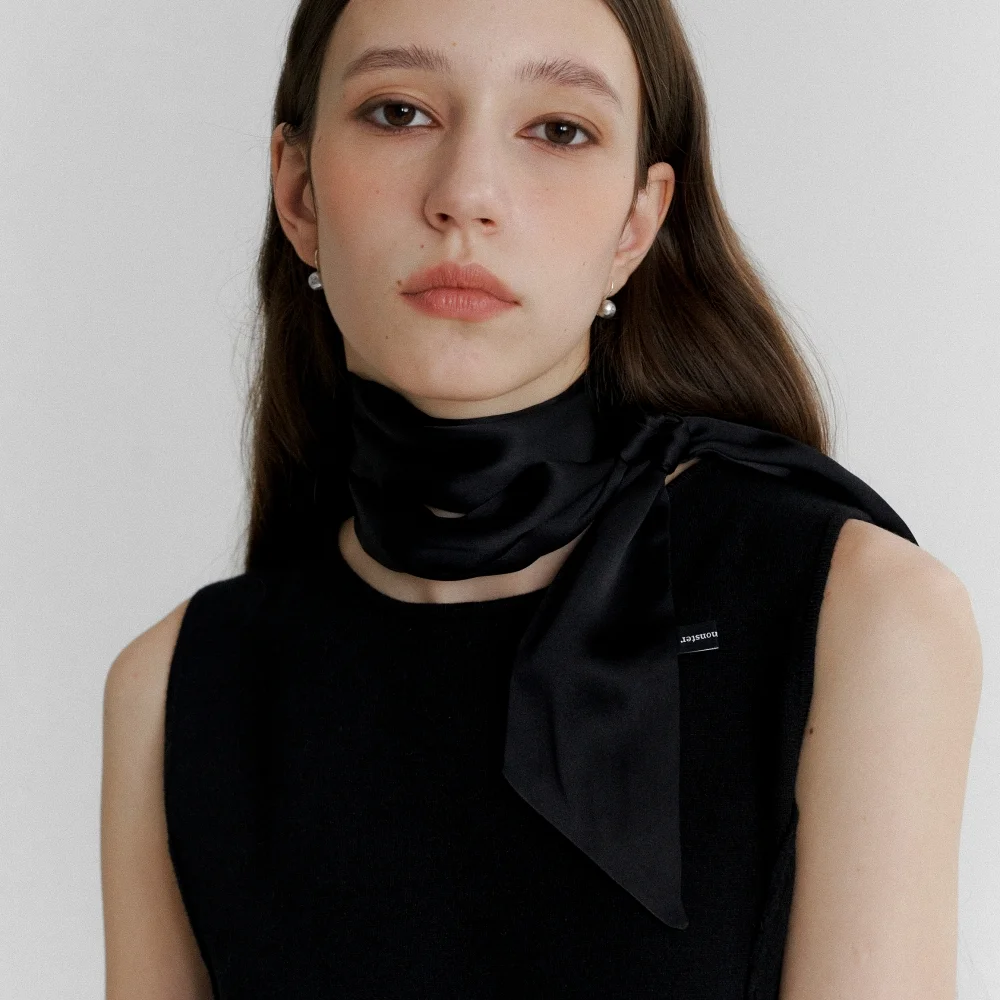 Essential Long Silk Scarf_BK (L233MSF010)