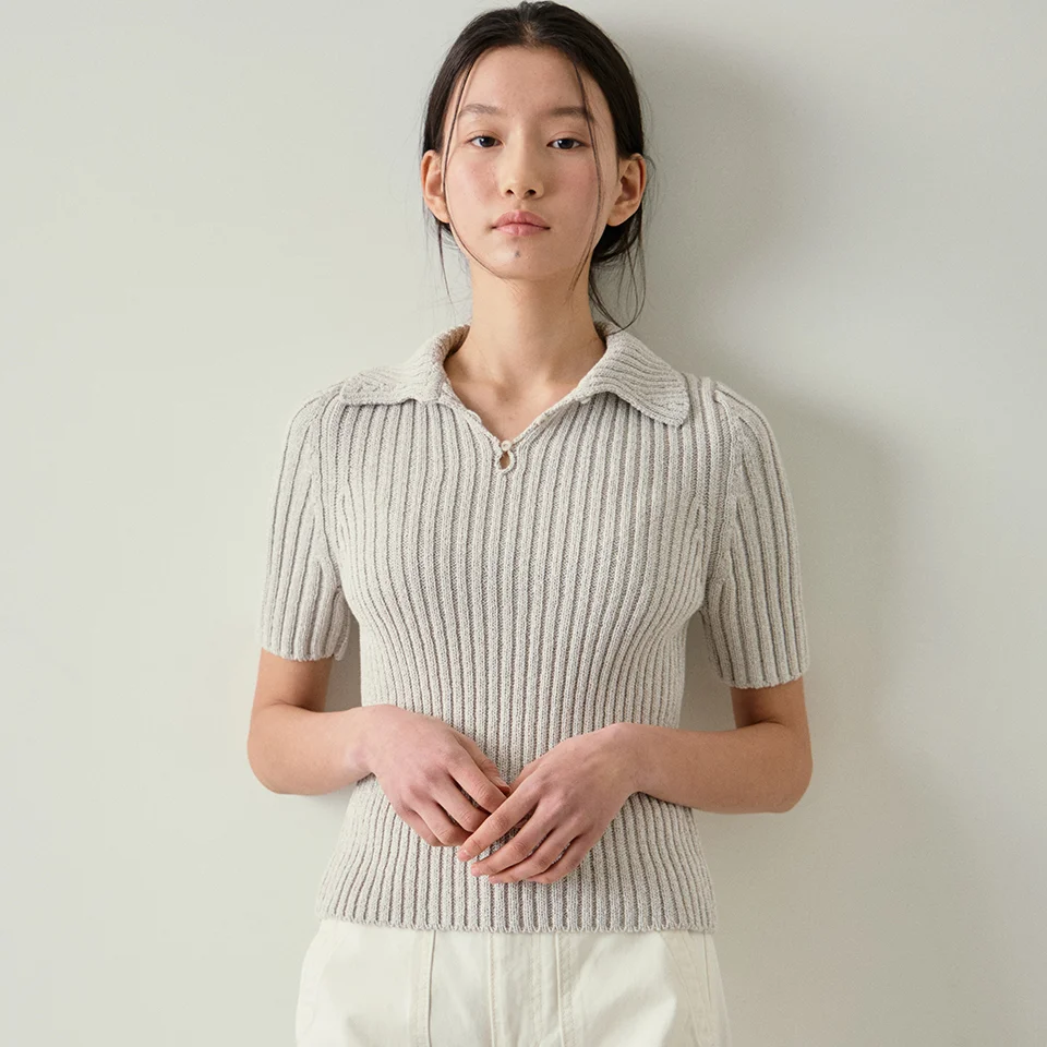 cotton collar pullover (light grey)