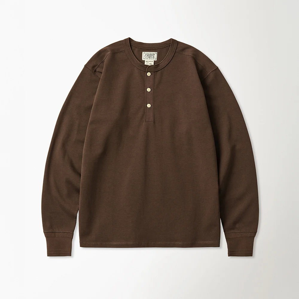 Vintage Long Sleeve Henley Shirt Brown