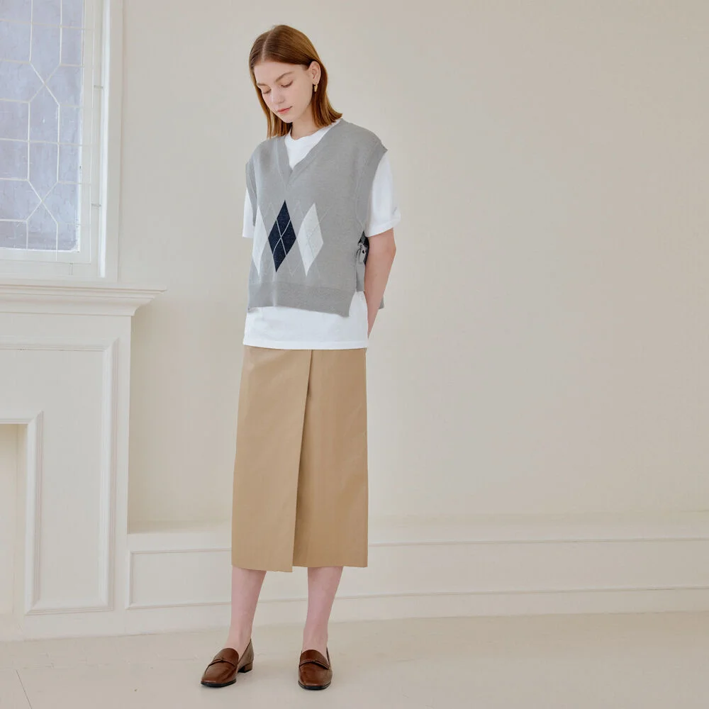 COTTON WRAP SKIRT_BEIGE