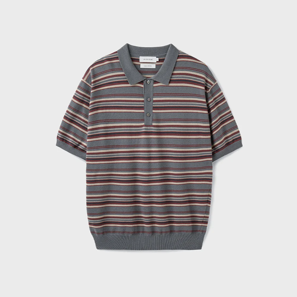 HARD TWIST GATHERWELL STRIPE POLO KNIT