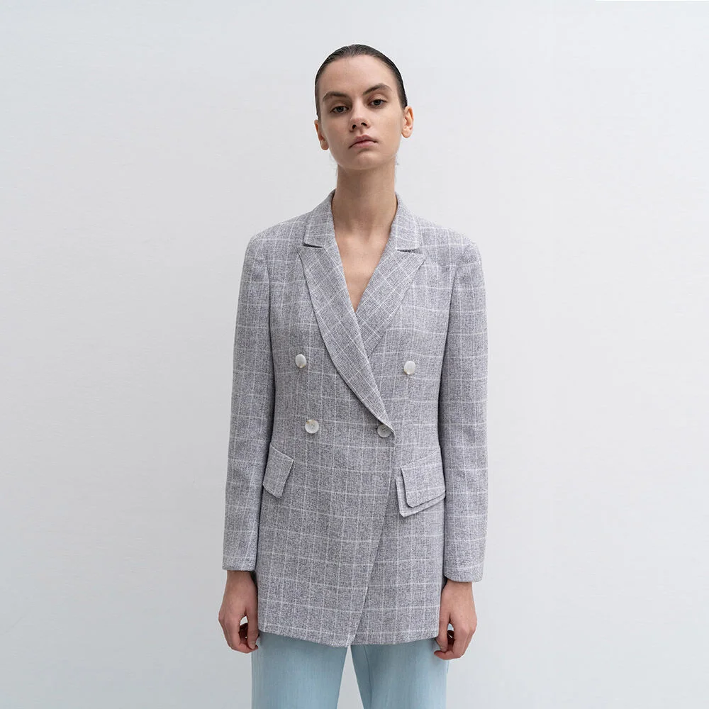 DOUBLE BREASTED CHECKED JACKET