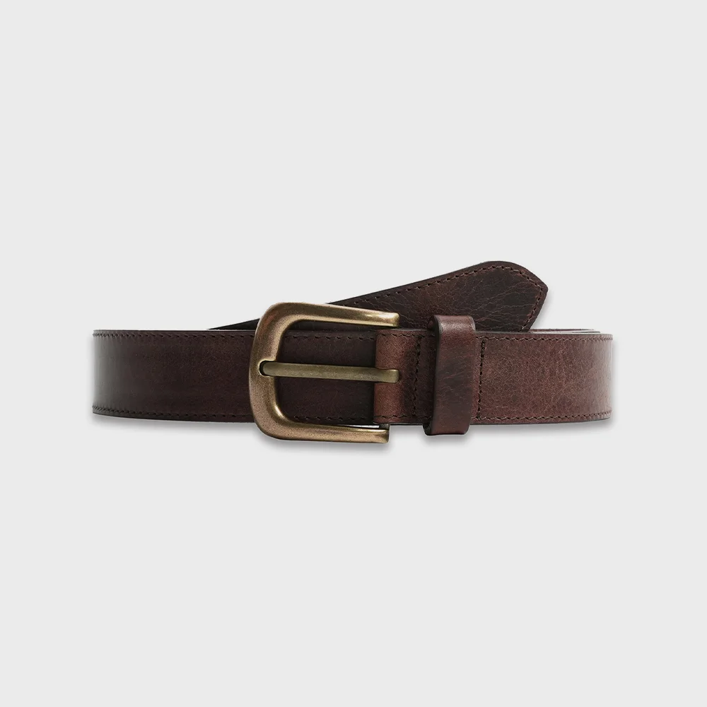 牛皮 復古 裂紋 皮革 腰帶 BROWN