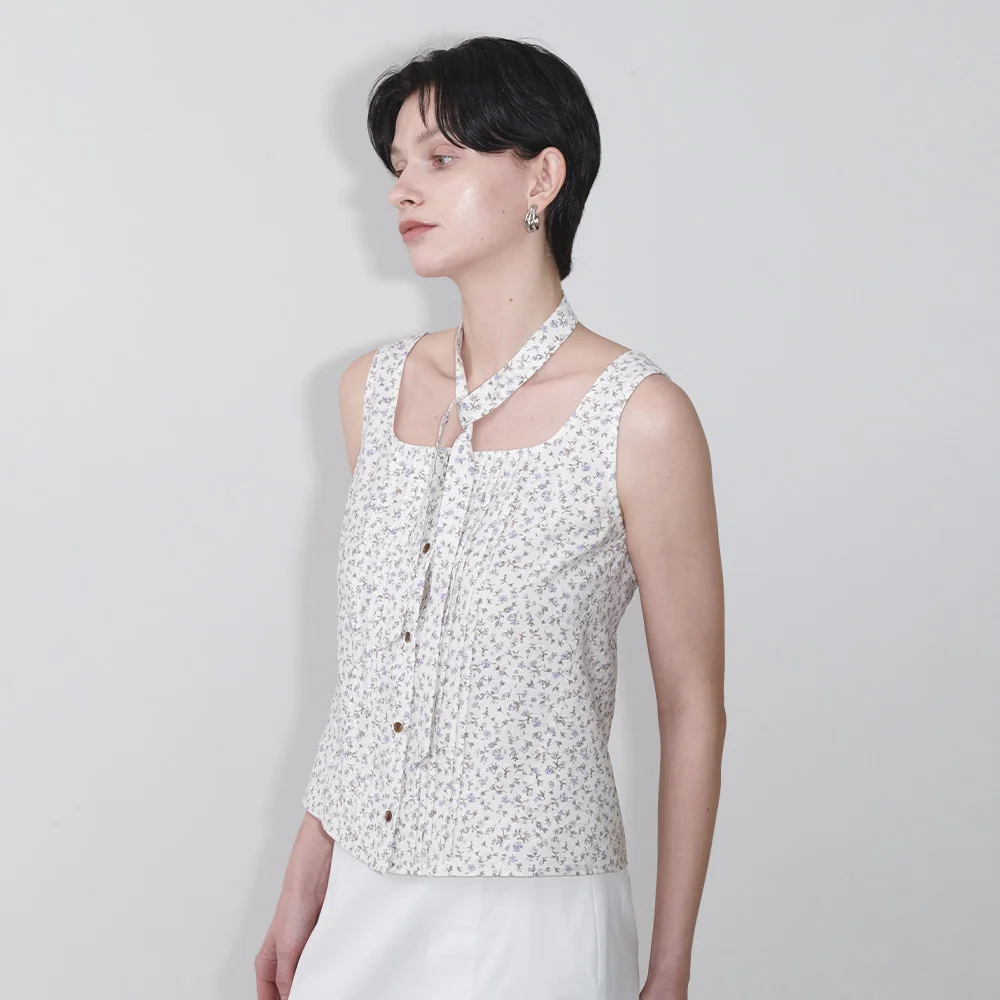 Flower Pintuck Sleeveless Blouse SW5XB742-LC