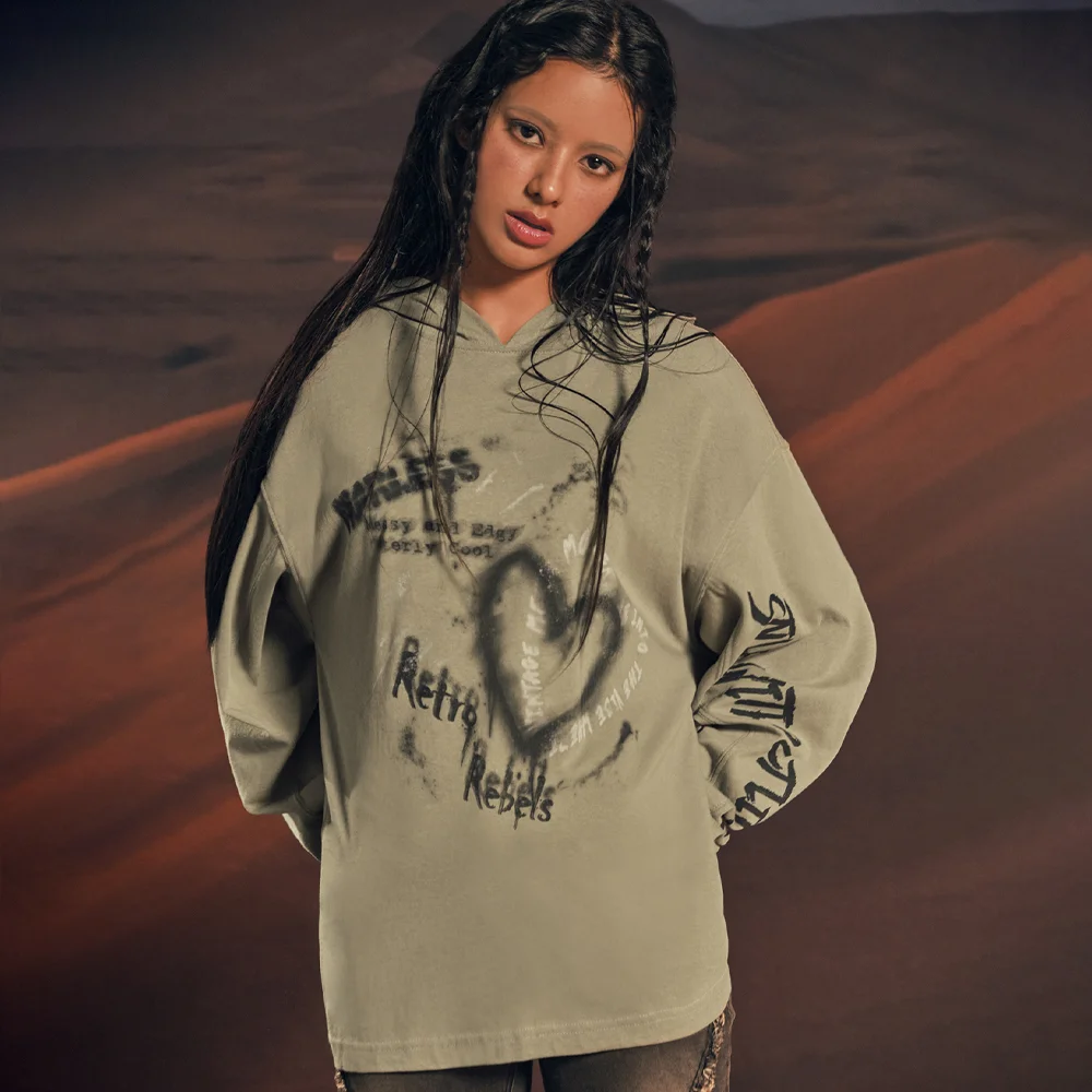 OVERSIZED HOOD T-SHIRT KHAKI BQ4CL015