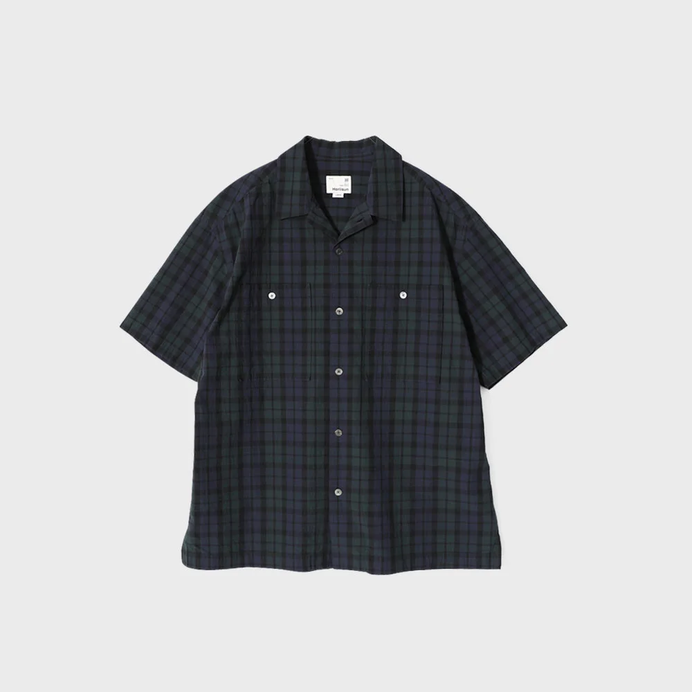 Joshua TD check Open Collar Shirt Green Black