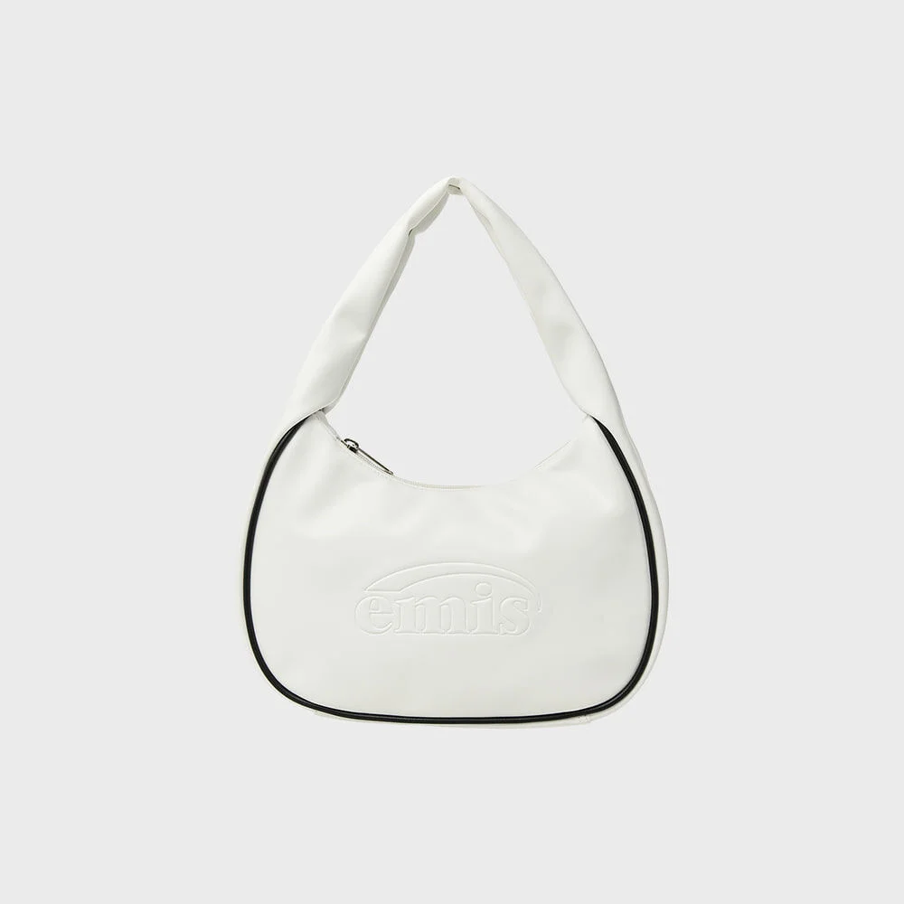 EMBOSSED LOGO HOBO BAG-WHITE