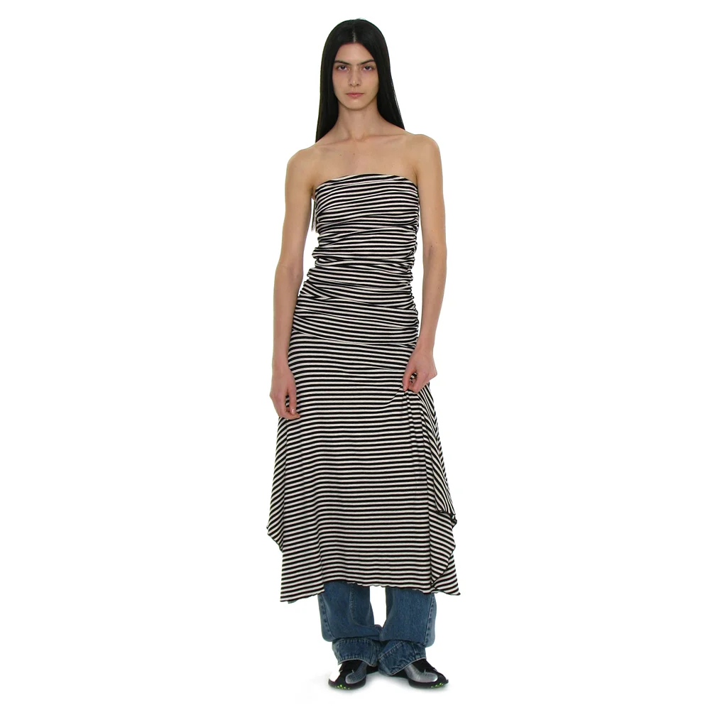 PWC 2WAY TUBE TOP DRESS_BLACK STRIPE