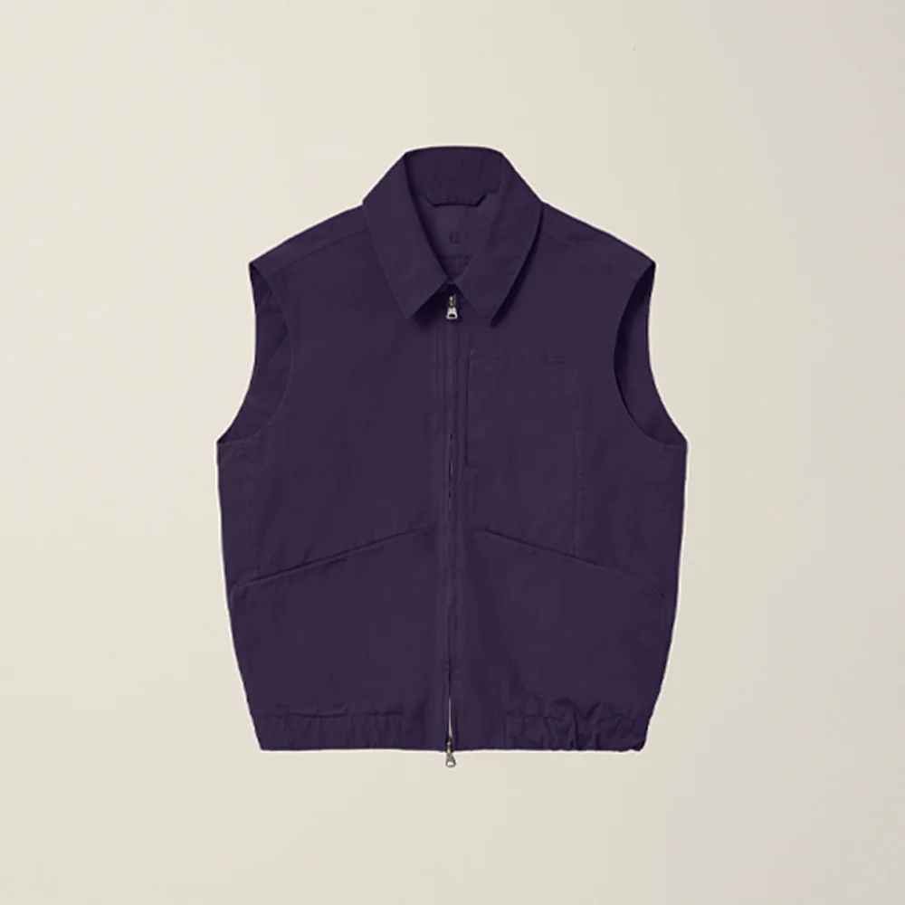 OBLIQUE POCKET COTTON BLOUSON VEST MIDNIGHT PURPLE