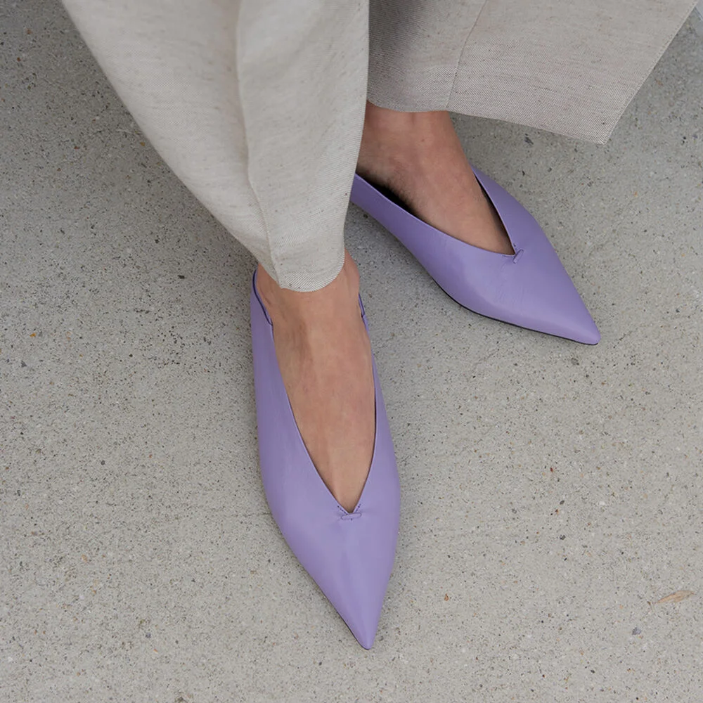 Inès Flat Leather Lavender
