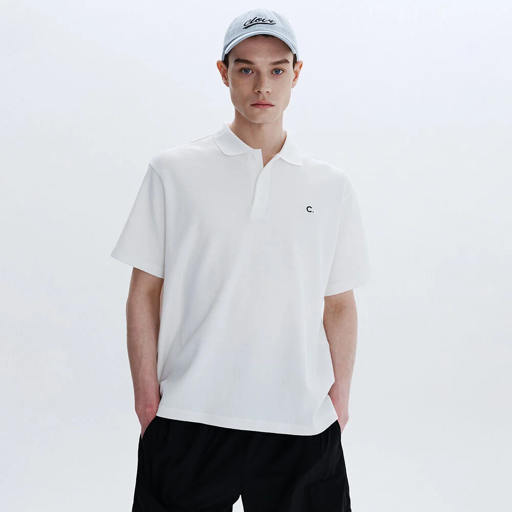 Waffle Polo T-Shirt_Men (White)