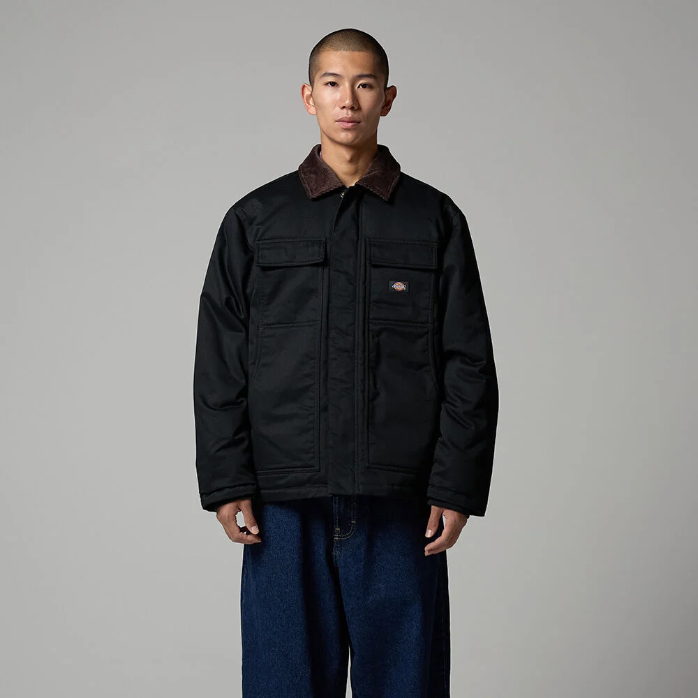 Eisenhower 燈芯絨 衣領 鋪棉 外套 Black