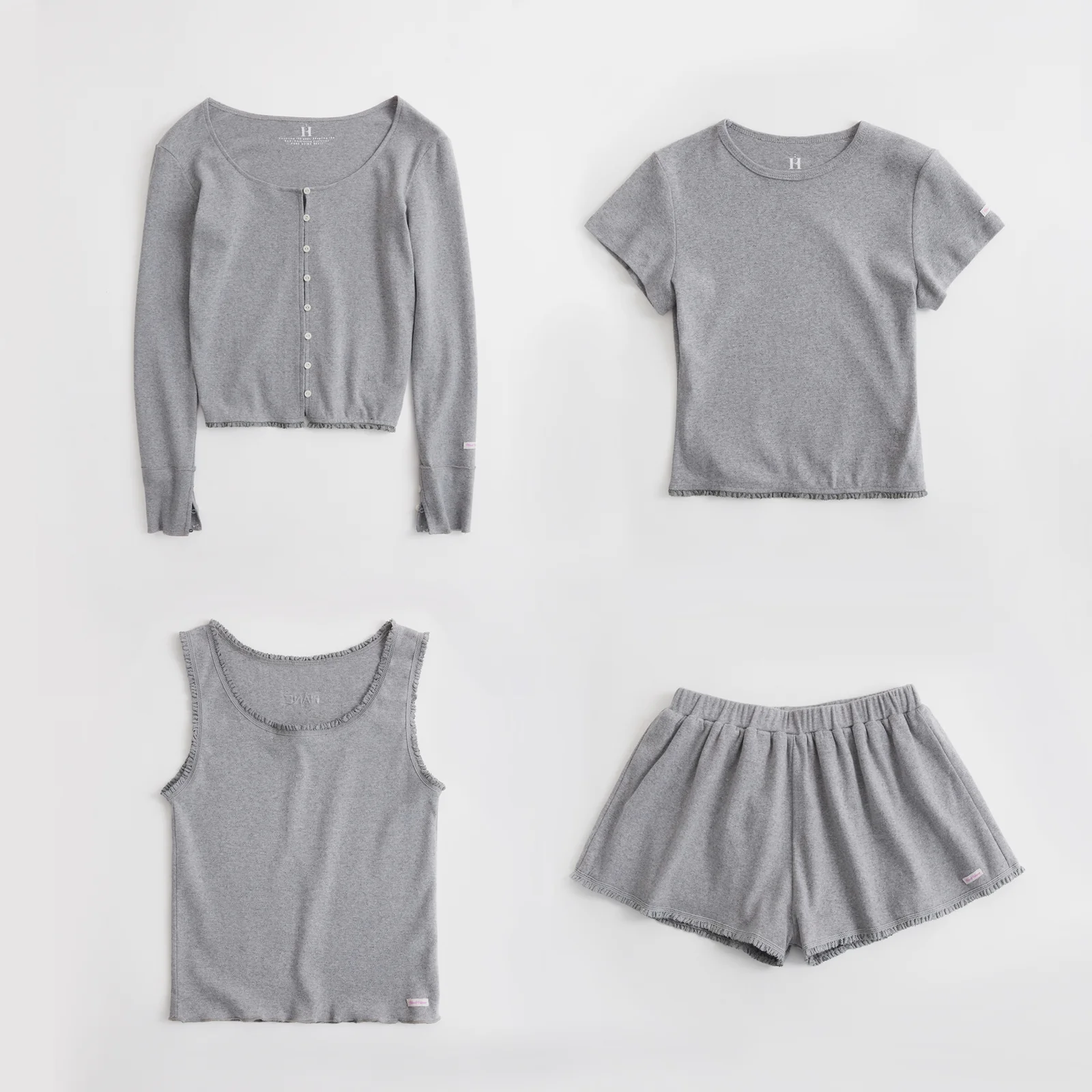 瑪麗 純棉 套裝_Gray