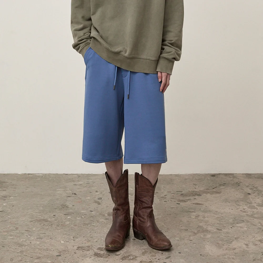 BACK POCKET GLITTER BERMUDA SWEATPANTS FOR MEN IN BLUE