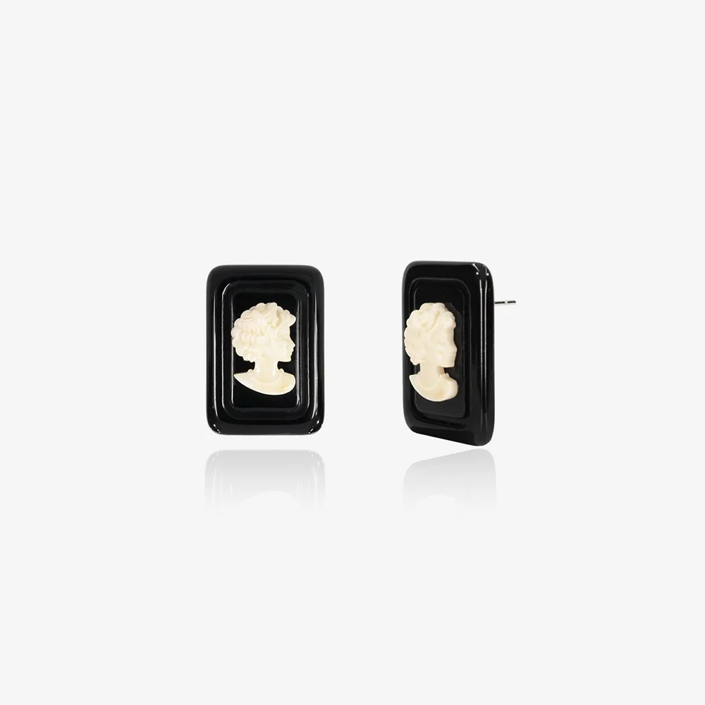 Console stud earrings, BLACK