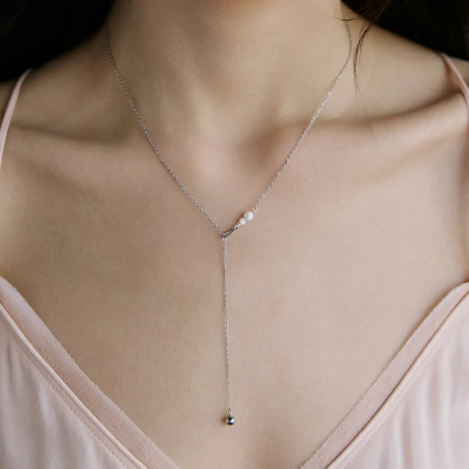 Mother of pearl with drop ball necklace