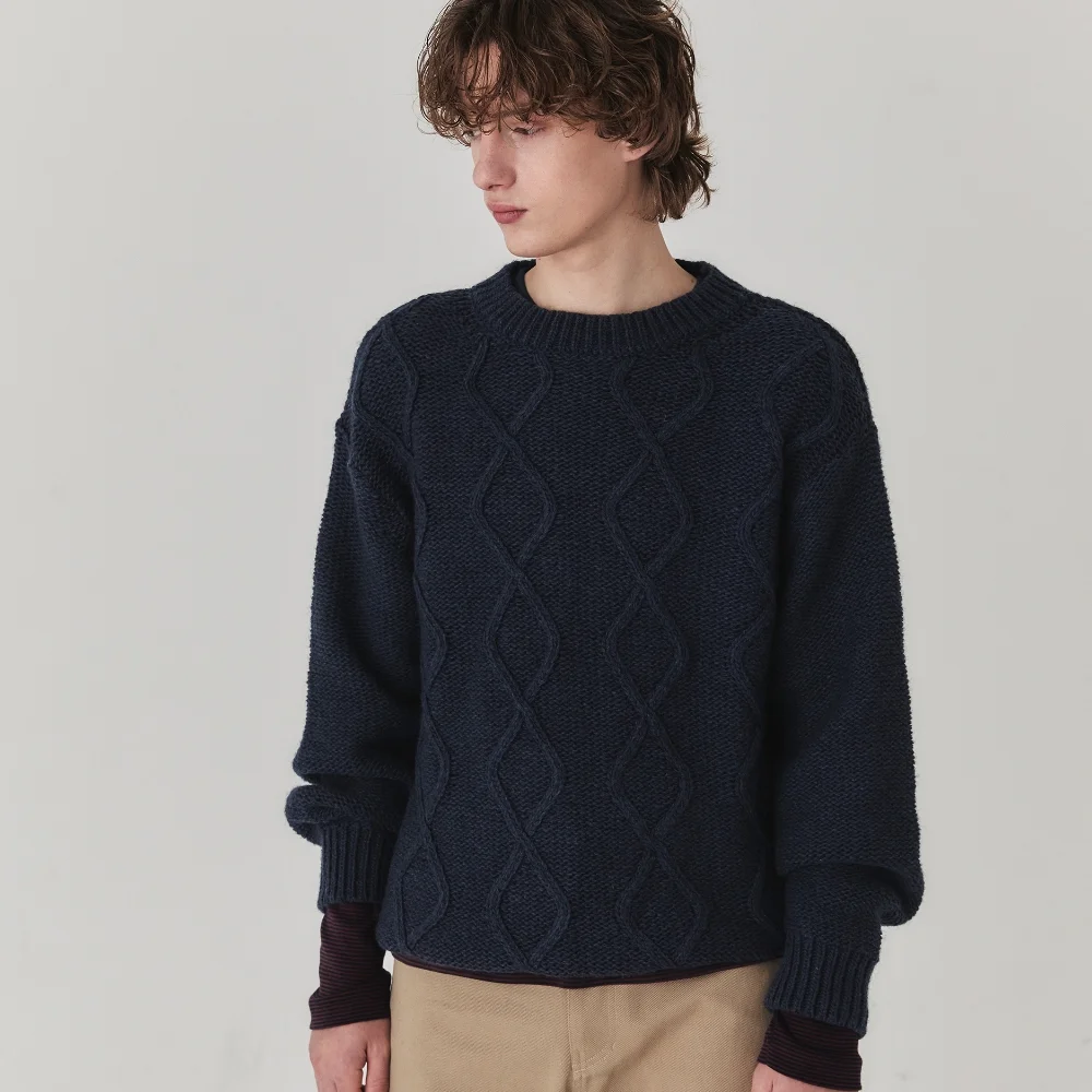 Mohair Fisherman Sweater_Navy