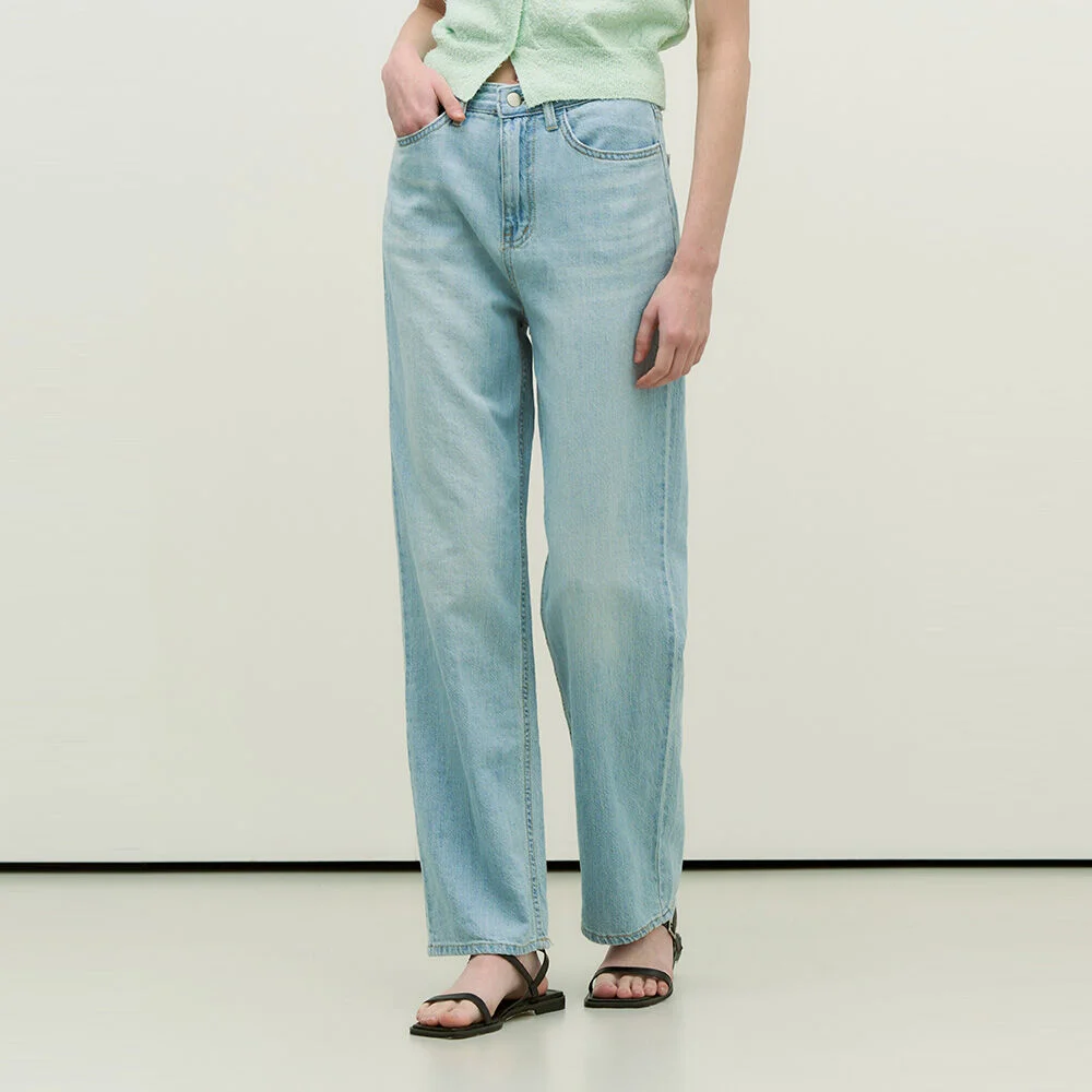 Air summer linen denim pants - lightblue