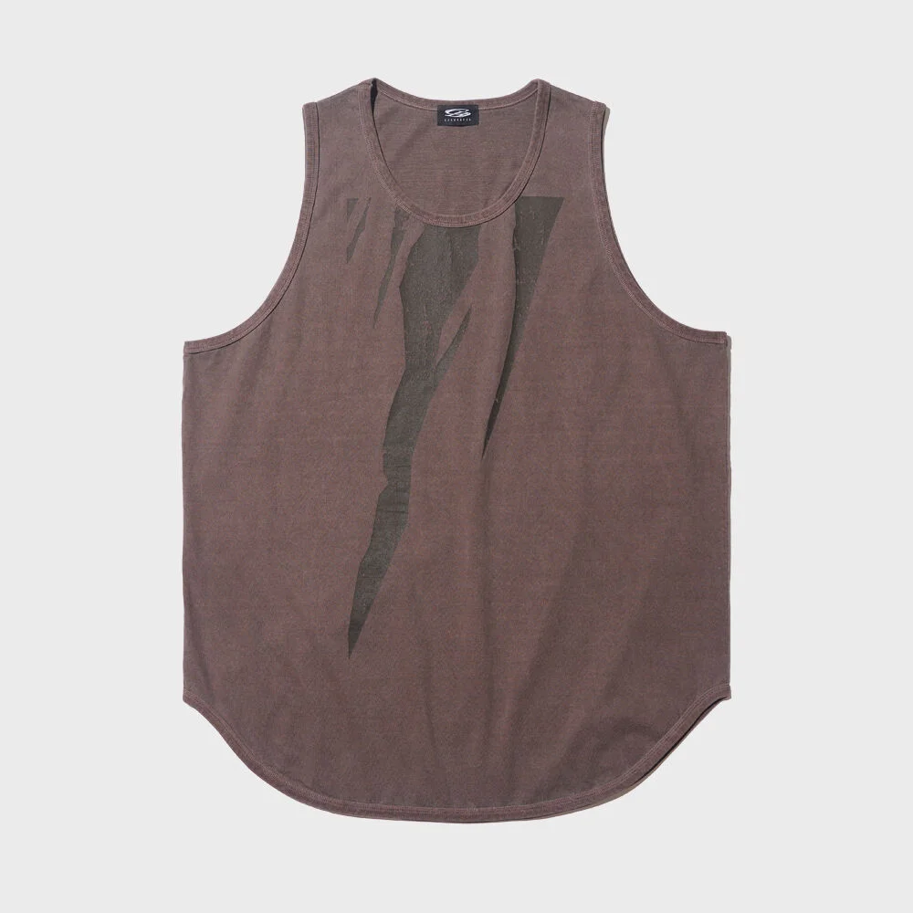 ROUND OVERFIT SLEEVELESS SHIRT (BROWN)