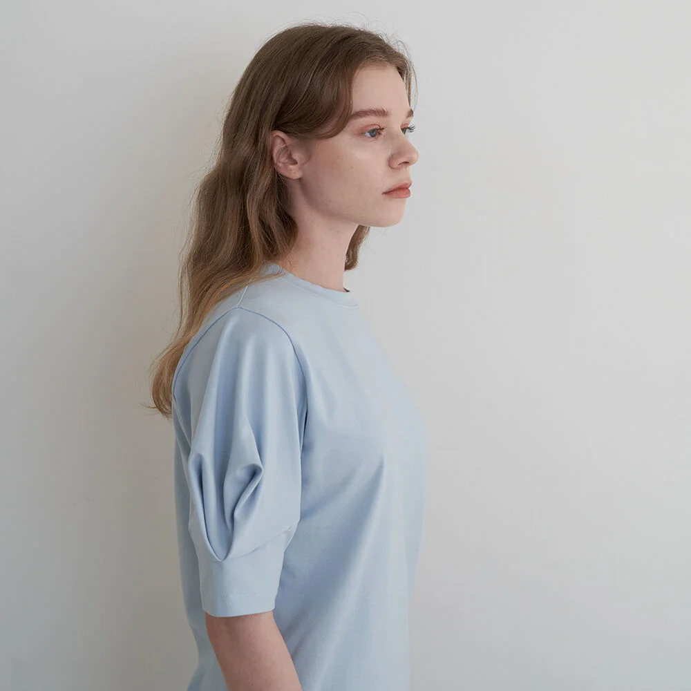 Heart Puff Sleeve T-Shirt (Sky Blue)