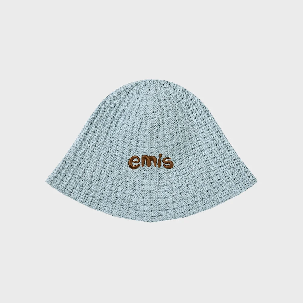 COASTAL WAFFLE KNIT BUCKET HAT-PASTEL BLUE