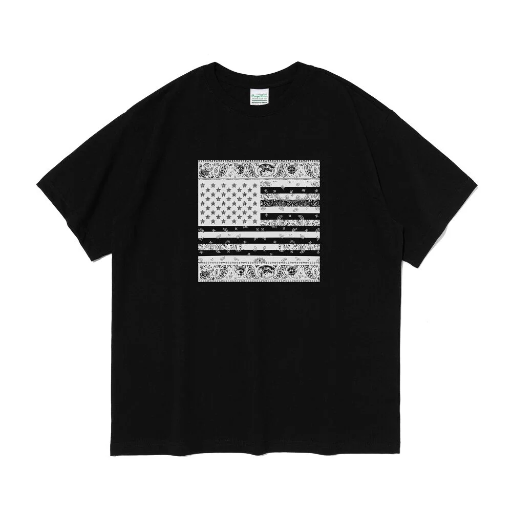 (BIG SIZE) AMERICAN PAISLEY STREET SHORT SLEEVE T-SHIRT (BLACK)
