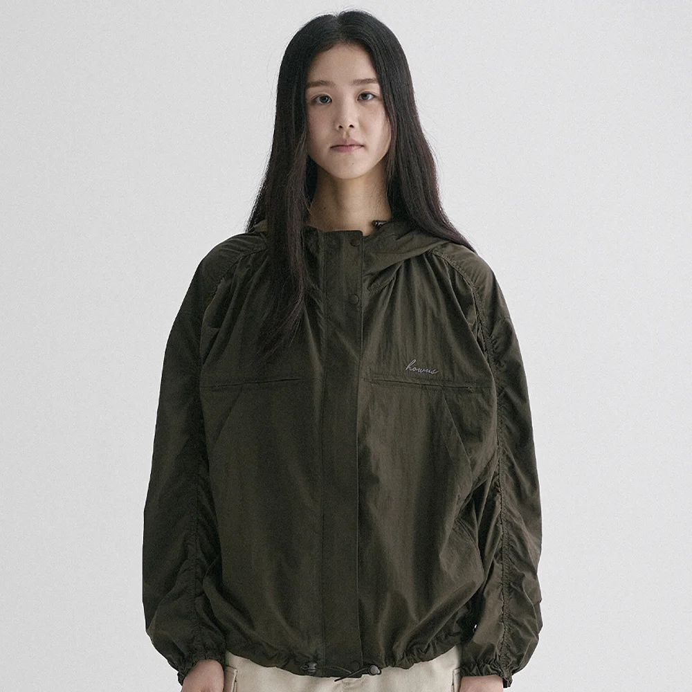 AERIN SHIRRING WINDBREAKER (KHAKI)