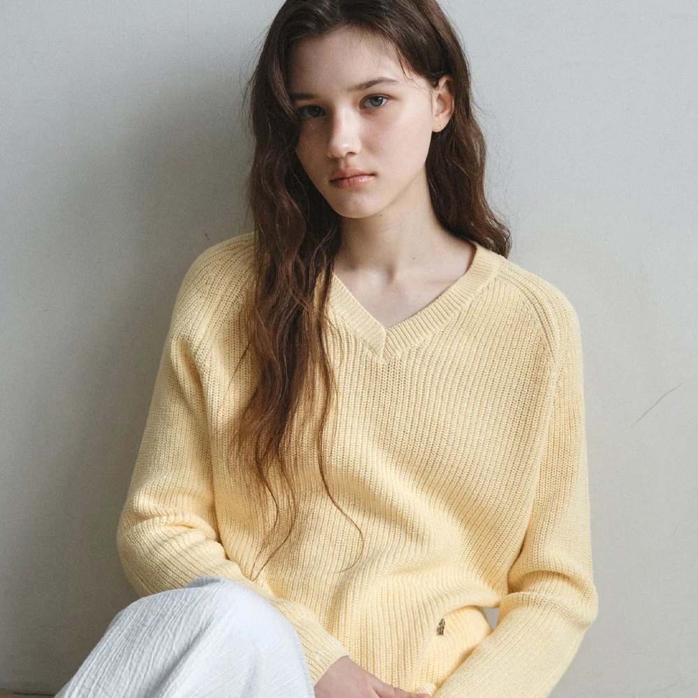 Easy Hacci V-Neck Knit_BUTTER YELLOW(WC26KN06)